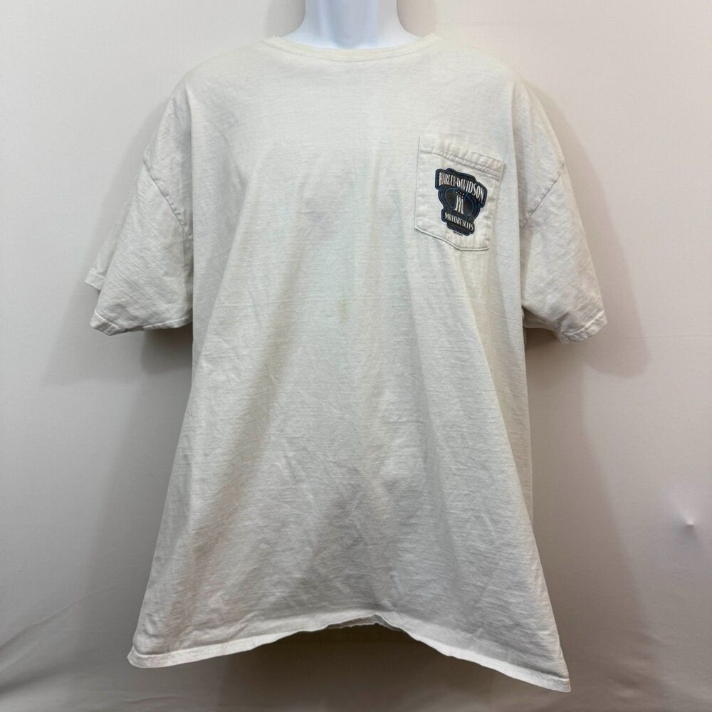 Harley Davison White T Shirt 2XL Rocky Mountains Colorado Biker Indie Skater